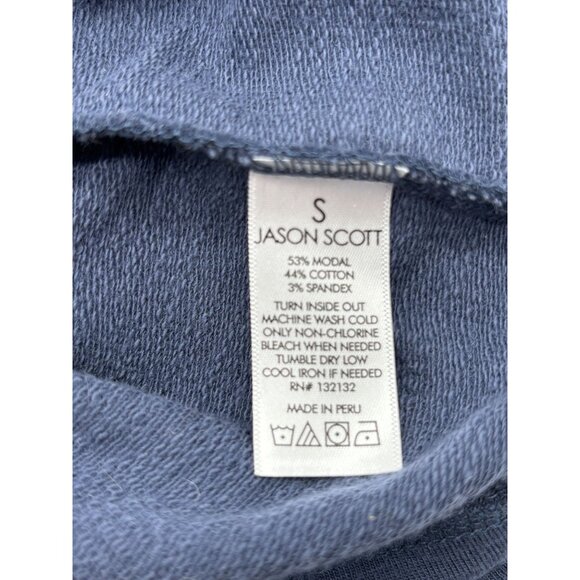 Jason Scott Small Blue Hoodie Sweatshirt Modal Cotton Blend - Picture 4 of 4